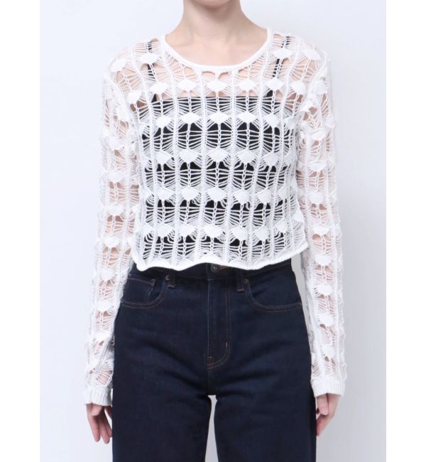 EVRIS「カギアミクロップドニットトップス」|ニット・セーター|