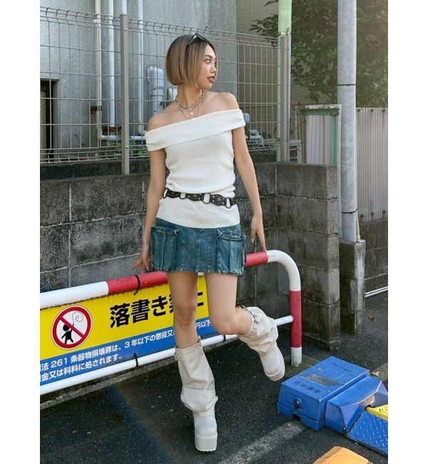 EVRIS「オフショルニットチュニック」|ニット・セーター|