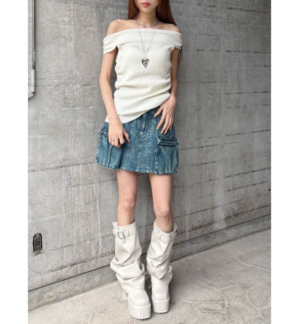 EVRIS「オフショルニットチュニック」|ニット・セーター|