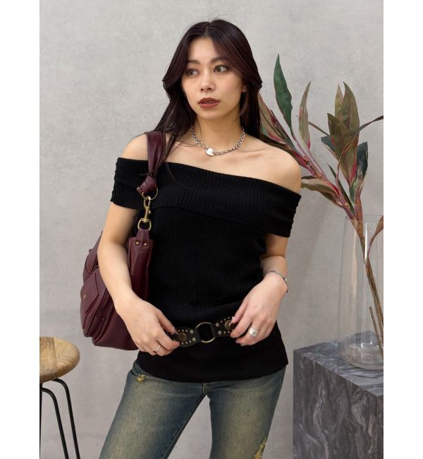 EVRIS「オフショルニットチュニック」|ニット・セーター|