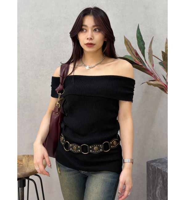 EVRIS「オフショルニットチュニック」|ニット・セーター|