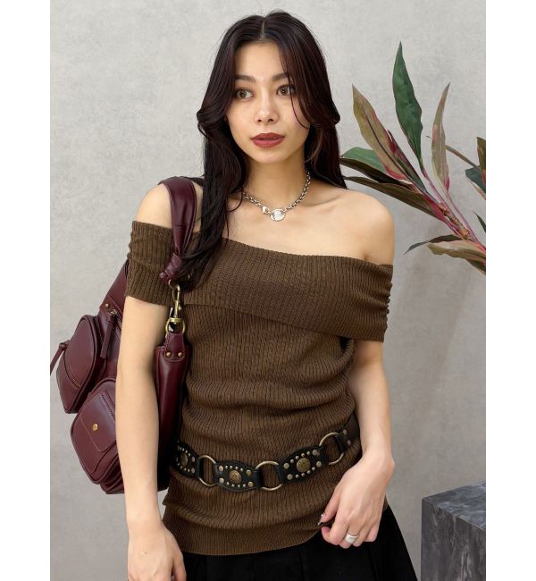 EVRIS「オフショルニットチュニック」|ニット・セーター|