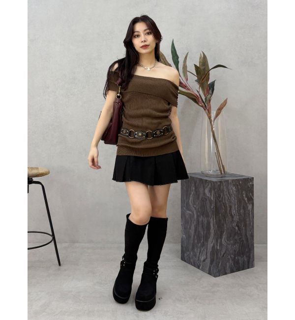 EVRIS「オフショルニットチュニック」|ニット・セーター|