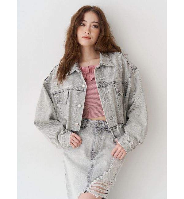 EVRIS「ヴィンテージライクカラーデニムブルゾン【セットアップ着用可能】」|デニムジャケット|