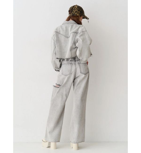 EVRIS「ヴィンテージライクカラーデニムブルゾン【セットアップ着用可能】」|デニムジャケット|