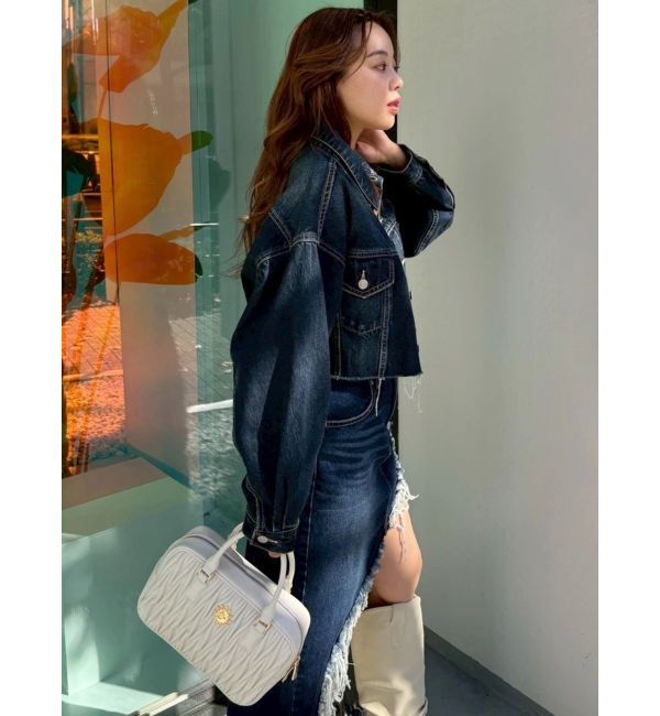 EVRIS「ヴィンテージライクカラーデニムブルゾン【セットアップ着用可能】」|デニムジャケット|