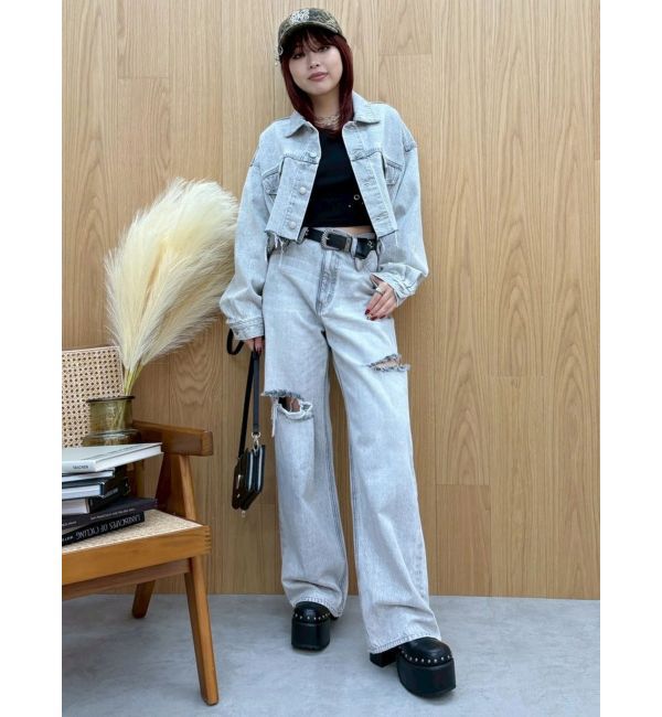 EVRIS「カットアウトワイドデニムパンツ【セットアップ着用可能】」|デニム|