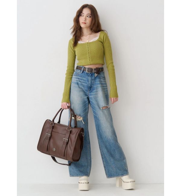 EVRIS「カットアウトワイドデニムパンツ【セットアップ着用可能】」|デニム|