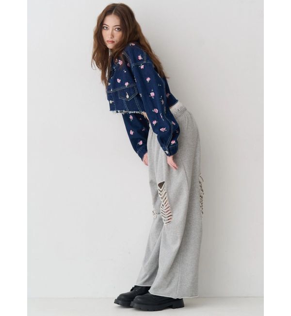 EVRIS「レースドッキングダメージスウェットワイドパンツ【セットアップ着用可能】」|その他|