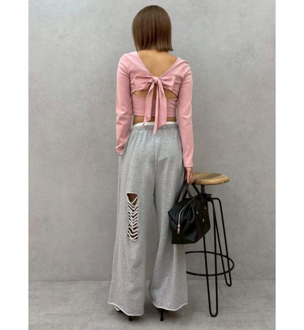 EVRIS「レースドッキングダメージスウェットワイドパンツ【セットアップ着用可能】」|その他|