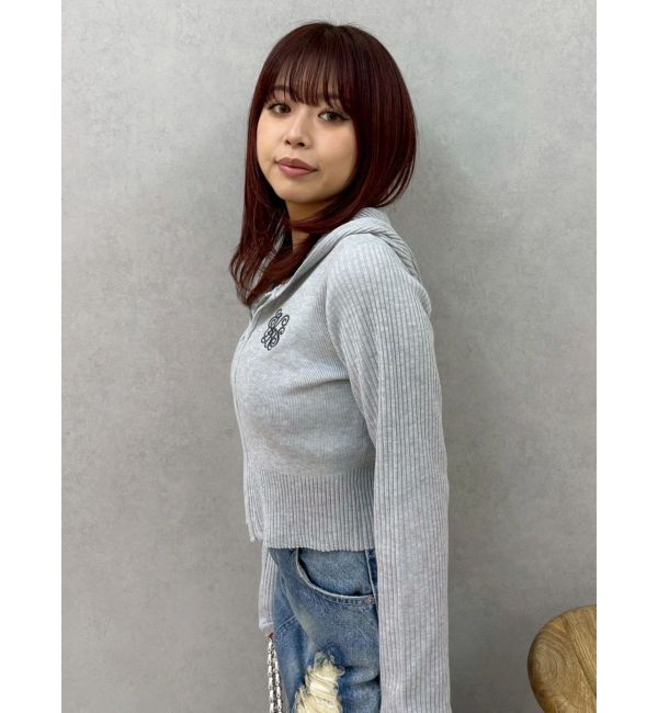 EVRIS「ワンポイントジップアップニットフーディー」|ニット・セーター|