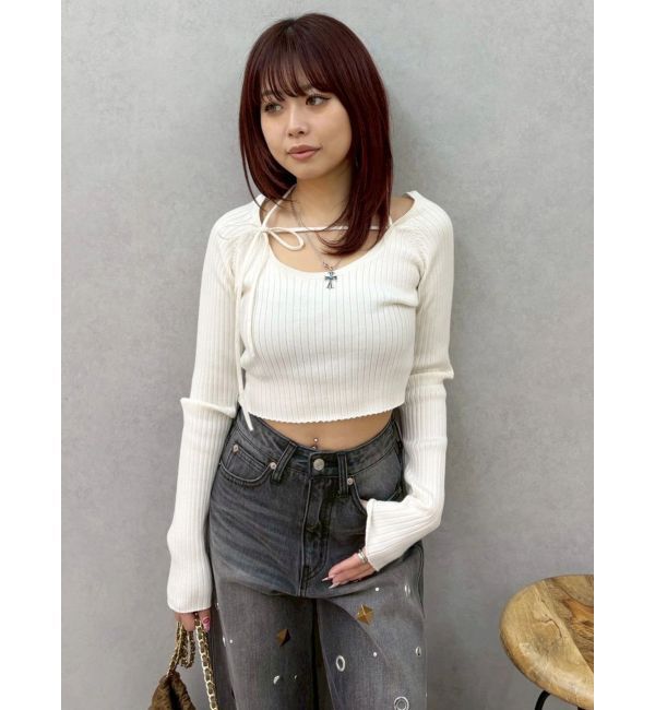 EVRIS「ストラップデザインリブニットトップス」|ニット・セーター|