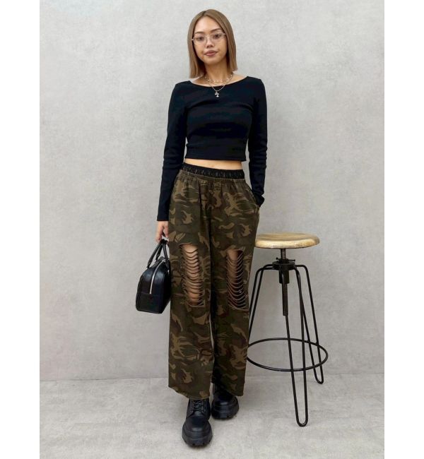 EVRIS「バックオープンショートリブトップス」|Tシャツ・カットソー|