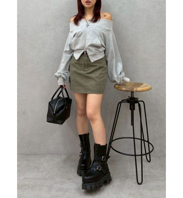 EVRIS「フロントジップオフショルスウェットトップス【セットアップ着用可能】」|スウェット・ジャージ|