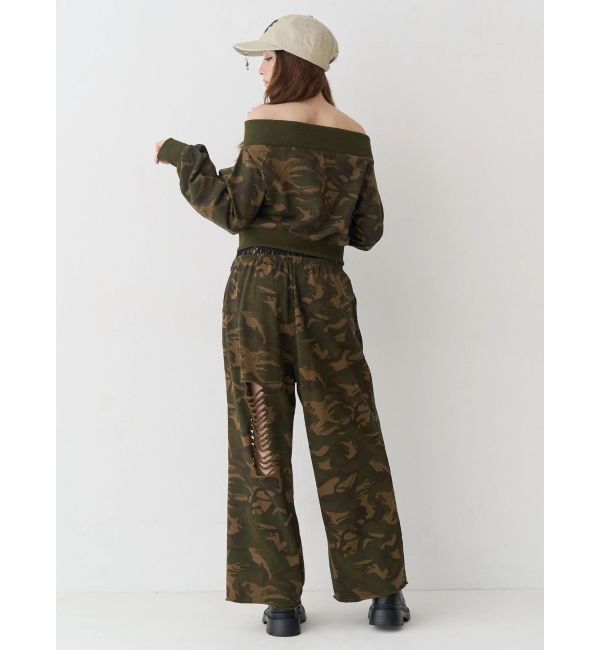 EVRIS「フロントジップオフショルスウェットトップス【セットアップ着用可能】」|スウェット・ジャージ|