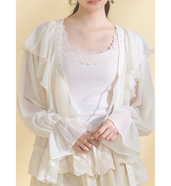 merry jenny「lace frame camisole tops」|キャミソール|ピンク