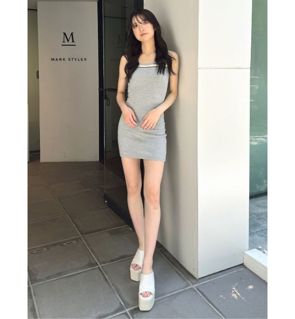 GYDA「ネックラインノースリーブタイトミニワンピース」|ワンピース|