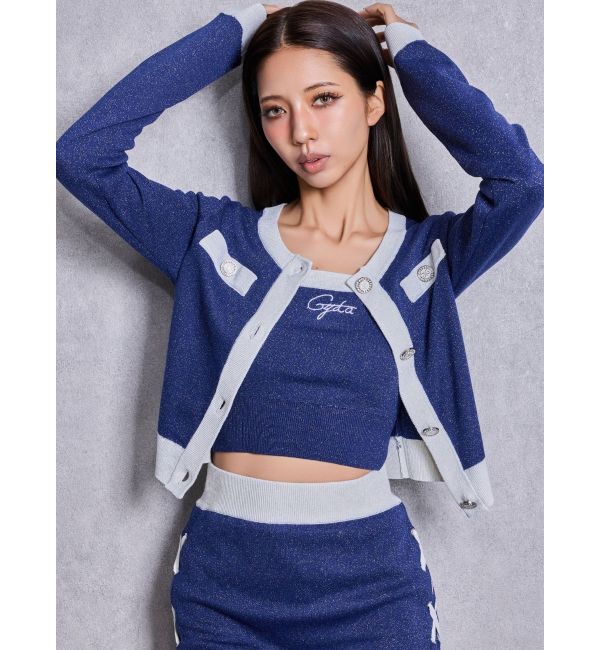 GYDA「Symmetry GYDAラメニットアンサンブル」|ニット・セーター|ネイビー