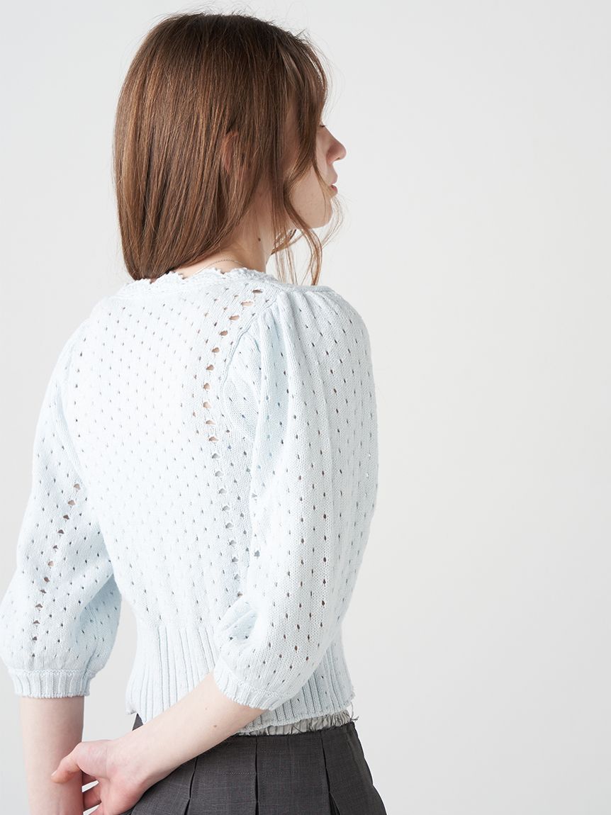 FURFUR「クロシェハーフスリーブカーディガン」|カーディガン|