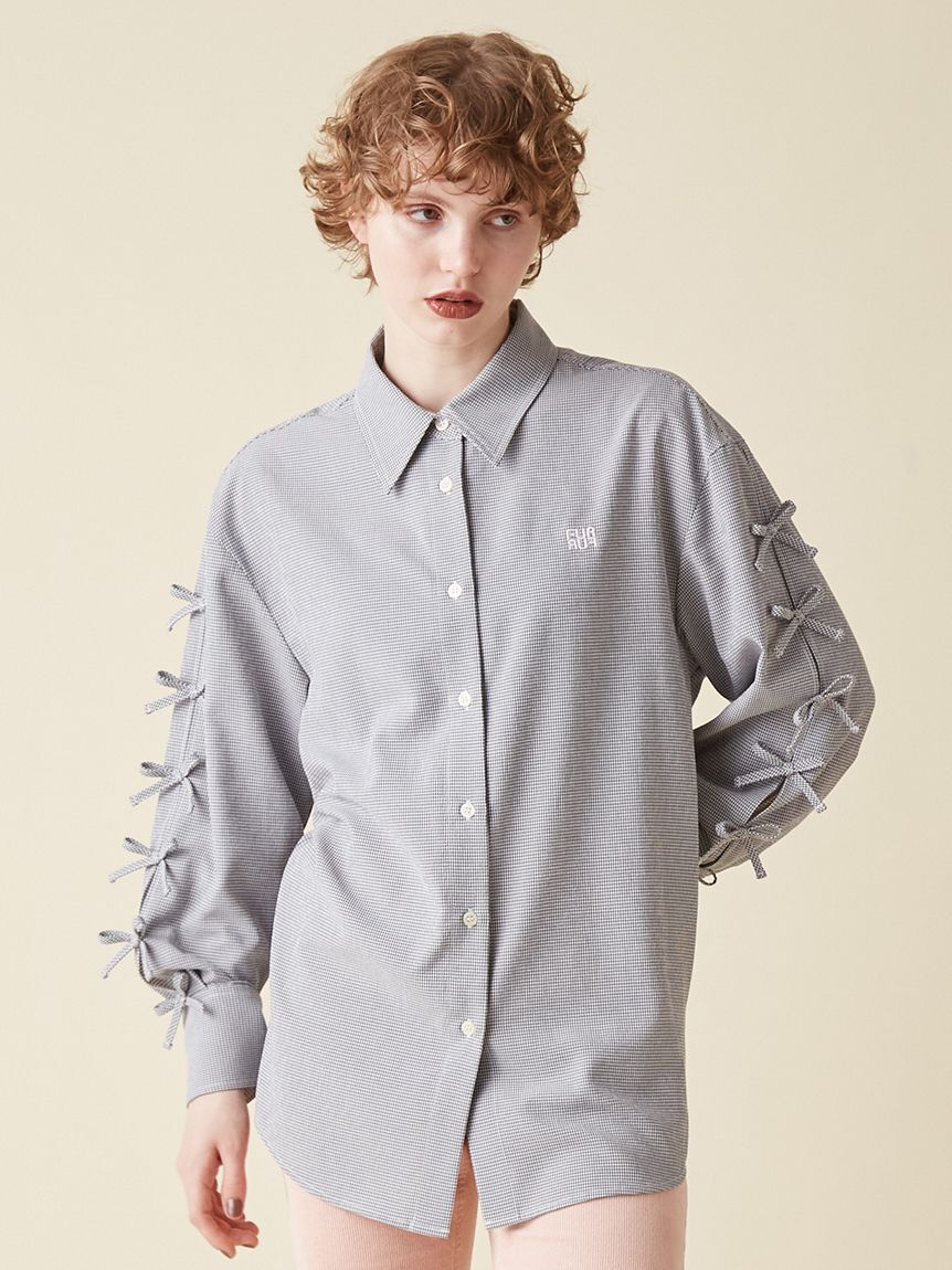 FURFUR「リボンスリーブシアーシャツ」|シャツ・ブラウス|BLK