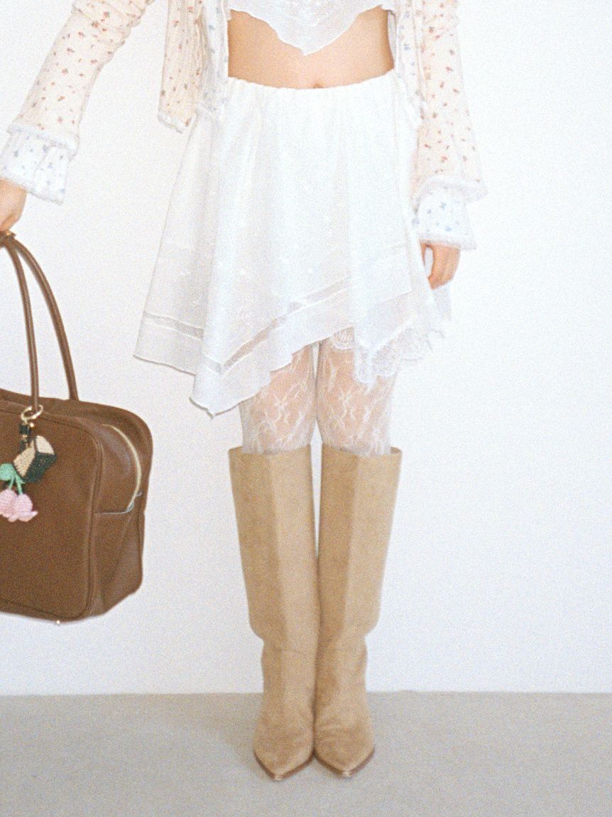 FURFUR「ハンカチ刺繍スカショーパン」|キュロット|WHT