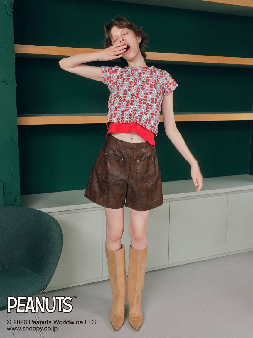 FURFUR「レザーライクショートパンツ」|デニム|