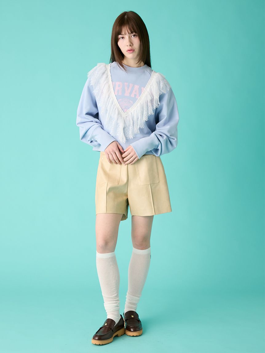 FURFUR「レザーライクショートパンツ」|デニム|