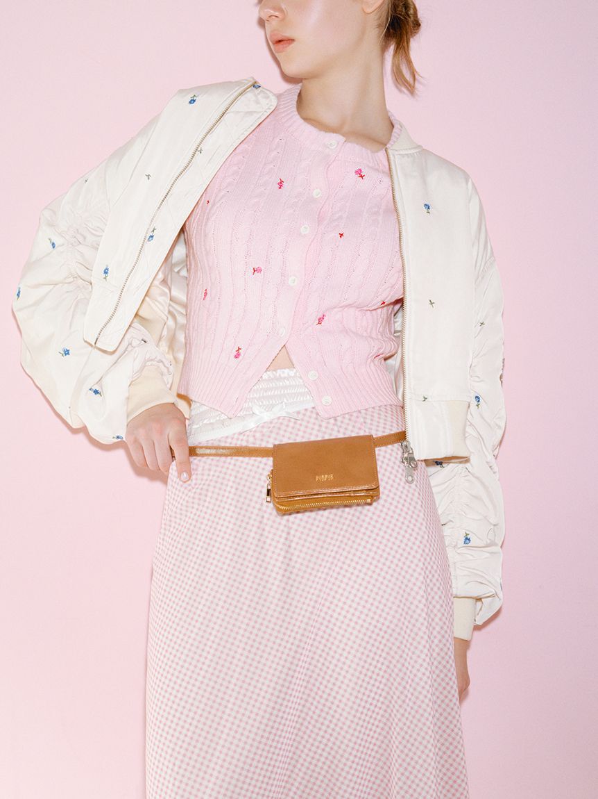 FURFUR「フラワー刺繍ケーブルカーディガン」|カーディガン|PNK