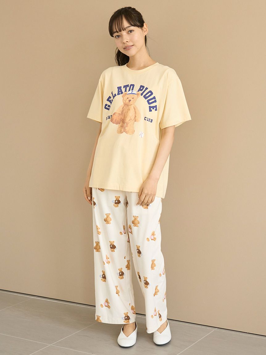 gelato pique「【ONLINE限定】スポーティーベアワンポイントTシャツ＆総柄ロングパンツセット」|ルームウェア|