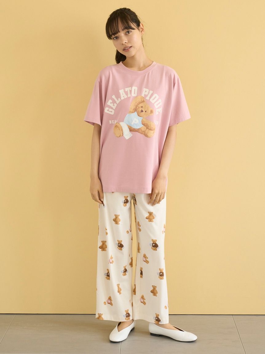 gelato pique「【ONLINE限定】スポーティーベアワンポイントTシャツ＆総柄ロングパンツセット」|ルームウェア|