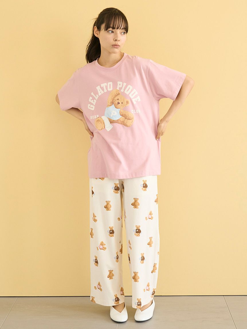 gelato pique「【ONLINE限定】スポーティーベアワンポイントTシャツ＆総柄ロングパンツセット」|ルームウェア|