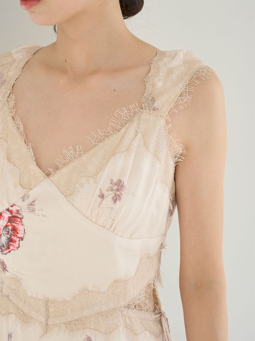 SNIDEL「レーストリムプリントキャミワンピース」|ワンピース|