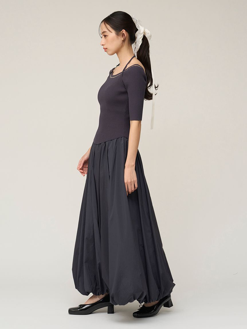 SNIDEL「【Chacott】コラボニットバルーンワンピース」|ワンピース|