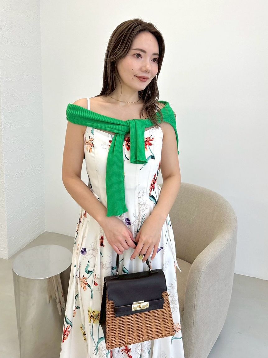 FRAY I.D「【00サイズあり】ボタニカルアシメパターンキャミワンピース」|ワンピース|