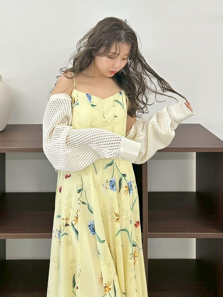 FRAY I.D「【00サイズあり】ボタニカルアシメパターンキャミワンピース」|ワンピース|