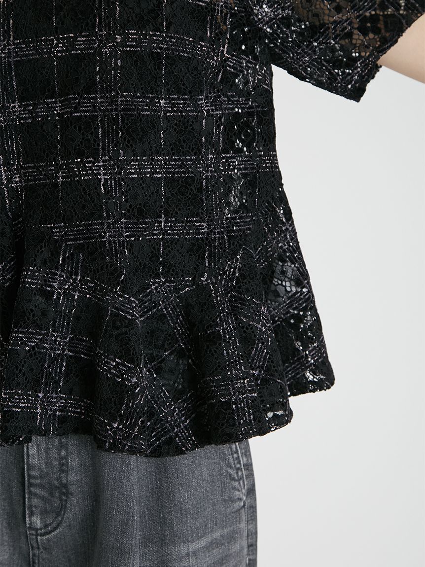 CELFORD「ブラッシュドレースペプラムトップス」|Tシャツ・カットソー|