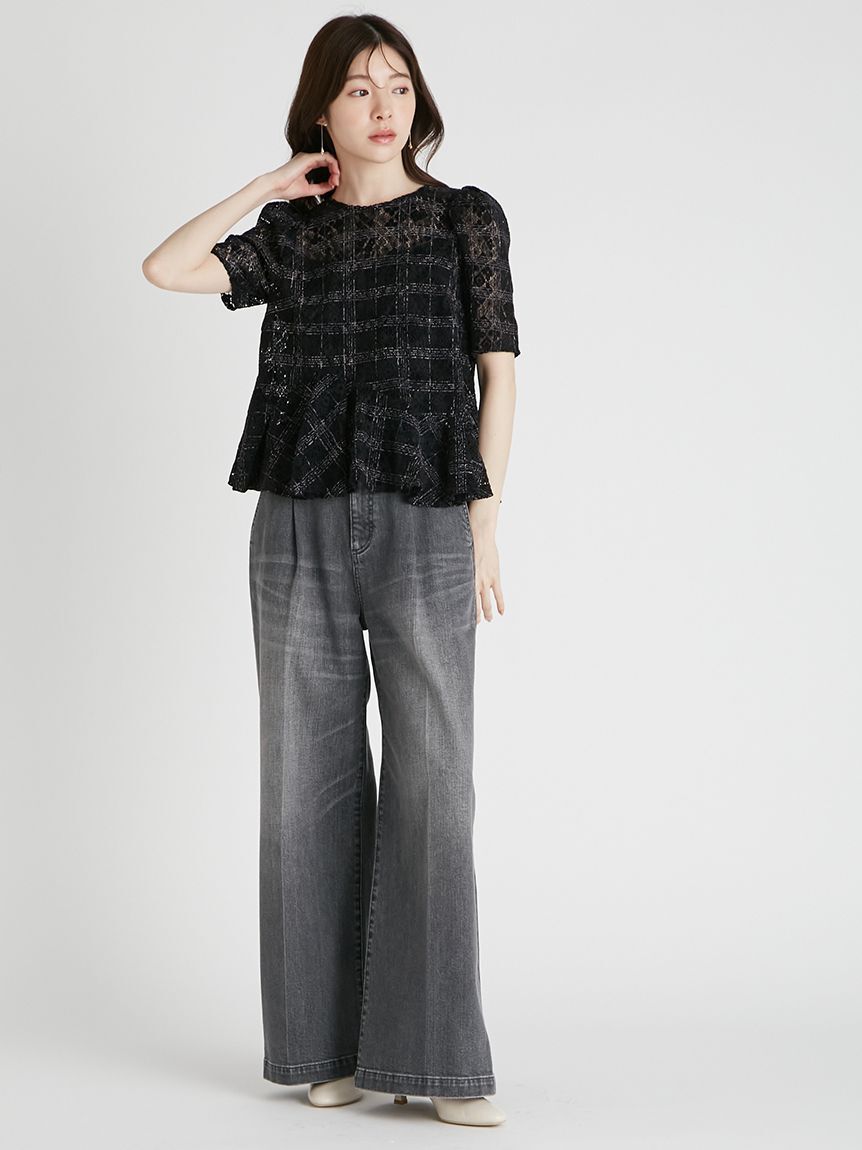 CELFORD「ブラッシュドレースペプラムトップス」|Tシャツ・カットソー|