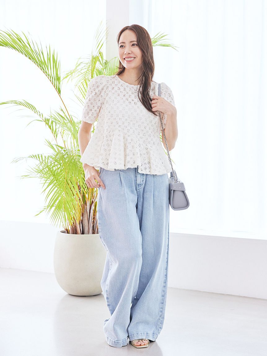 CELFORD「ブラッシュドレースペプラムトップス」|Tシャツ・カットソー|