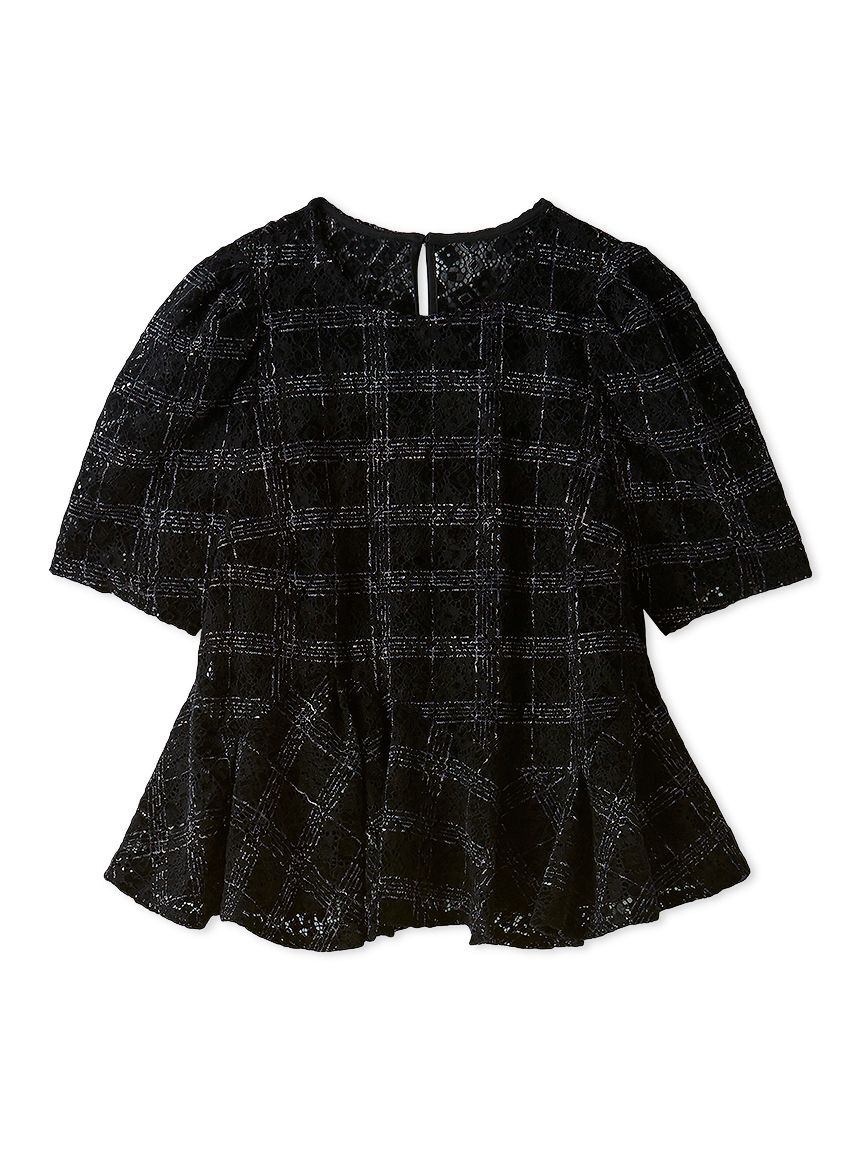 CELFORD「ブラッシュドレースペプラムトップス」|Tシャツ・カットソー|BLK