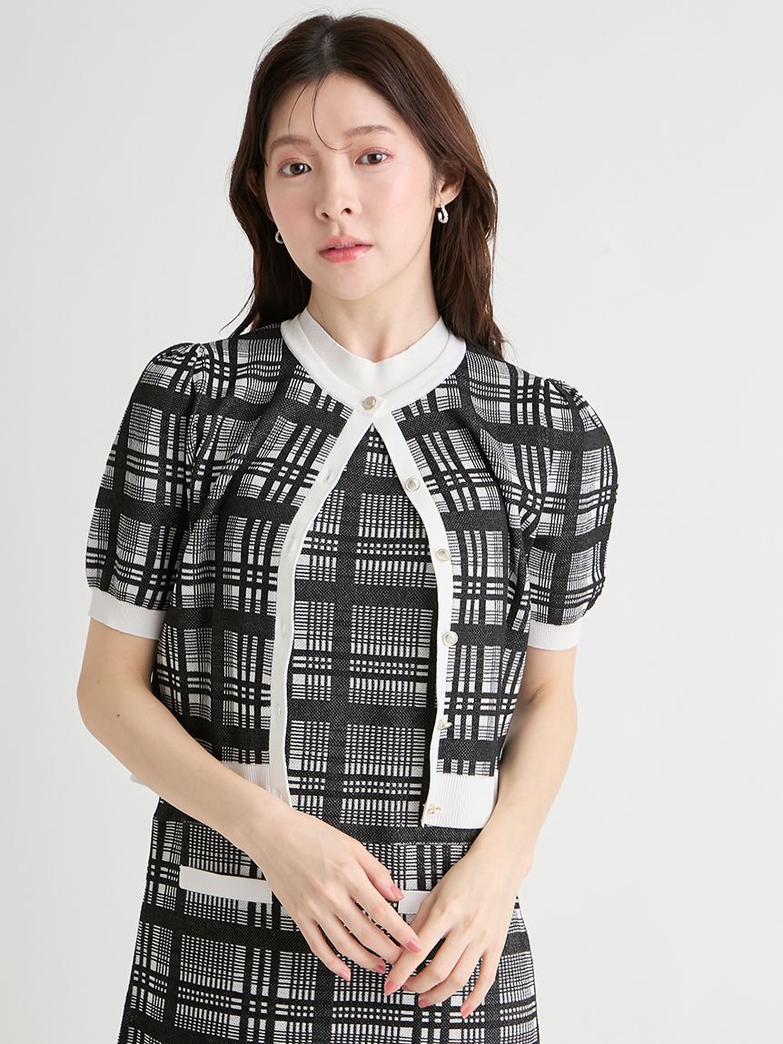 CELFORD「【洗える】【WEB限定カラー】チェックジャカードミニニットワンピースセット」|ワンピース|