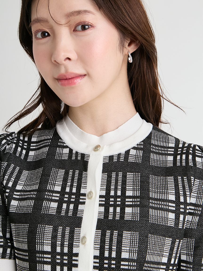 CELFORD「【洗える】【WEB限定カラー】チェックジャカードミニニットワンピースセット」|ワンピース|