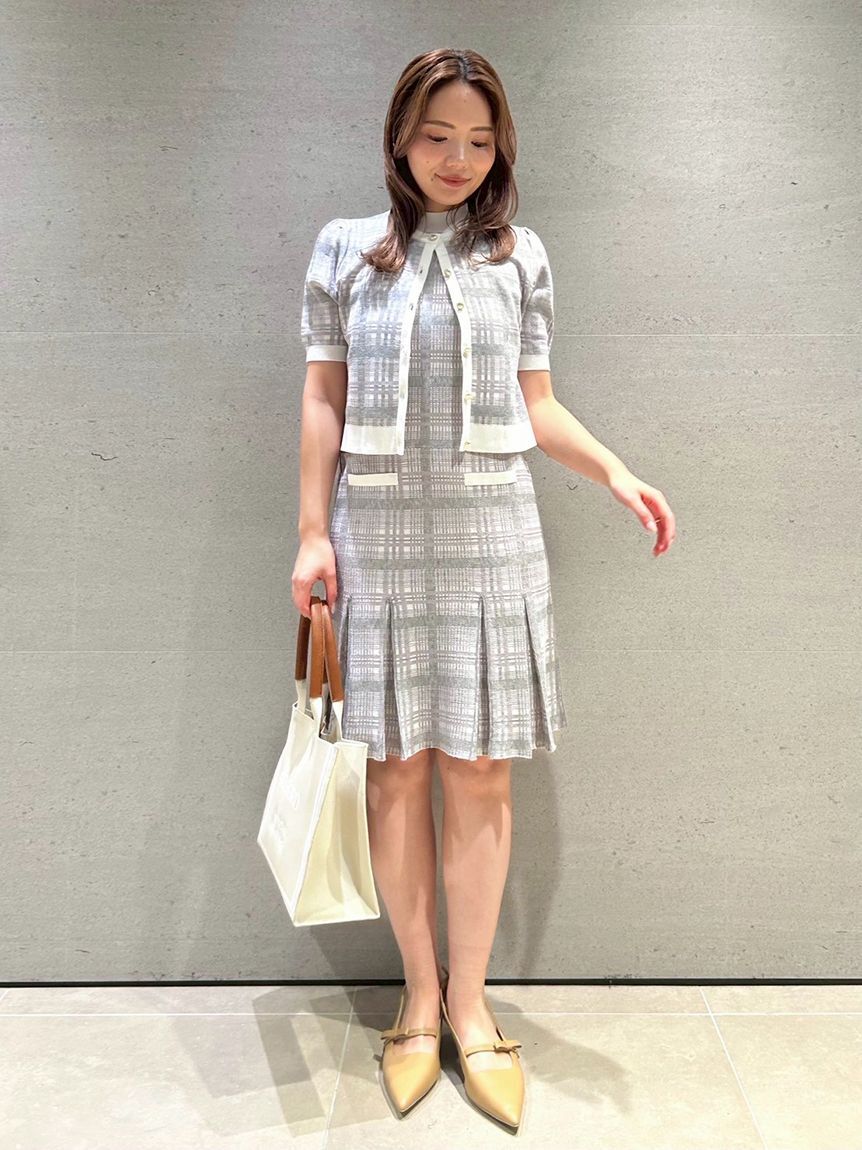 CELFORD「【洗える】【WEB限定カラー】チェックジャカードミニニットワンピースセット」|ワンピース|