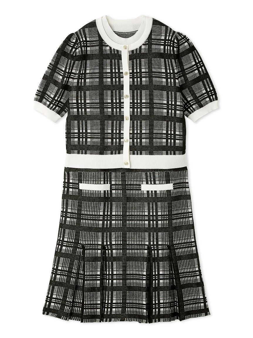 CELFORD「【洗える】【WEB限定カラー】チェックジャカードミニニットワンピースセット」|ワンピース|