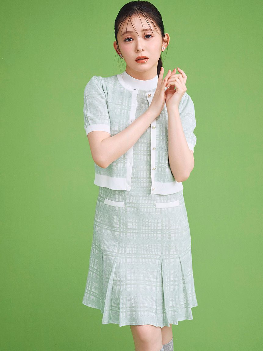 CELFORD「【洗える】【WEB限定カラー】チェックジャカードミニニットワンピースセット」|ワンピース|MNT