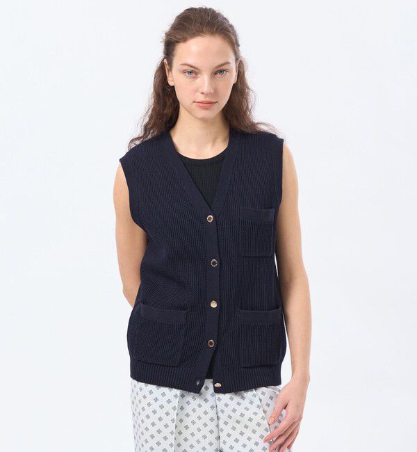 MACKINTOSH PHILOSOPHY「【LEE4月号/蛯原友里さん着用】パッチポケットニットジレ」|ニット・セーター|ネイビー