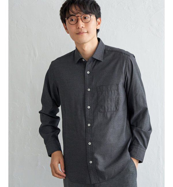 IKKA LOUNGE「デニムライクスイスカラーシャツ」|シャツ・ブラウス|ブラック
