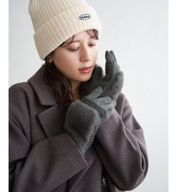 ikka「3WAYファー&ニットグローブ」|手袋|