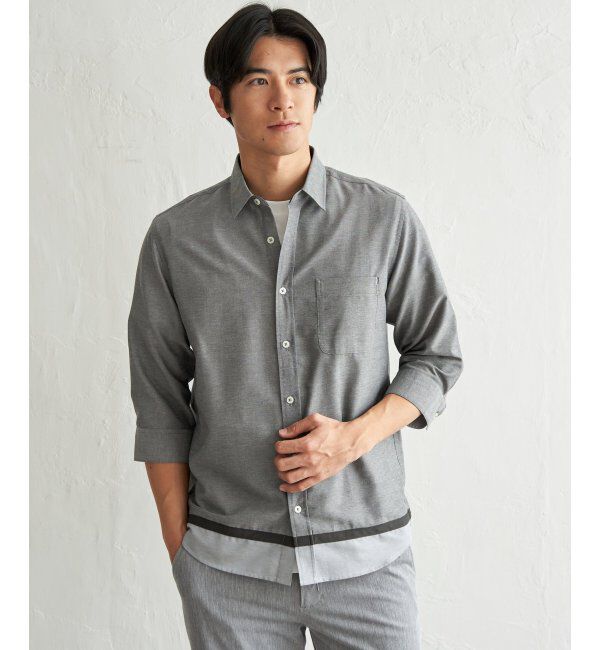 ikka「オックス袖2way裾切り替えシャツ」|シャツ・ブラウス|グレー