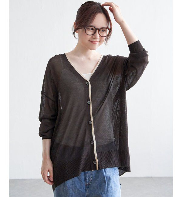 Lbc with Life「RN Vネックミドルカーディガン」|カーディガン|チャコール