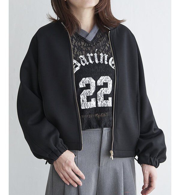 VENCE share style「ダンボールポンチノーカラージャケット」|その他|ブラック